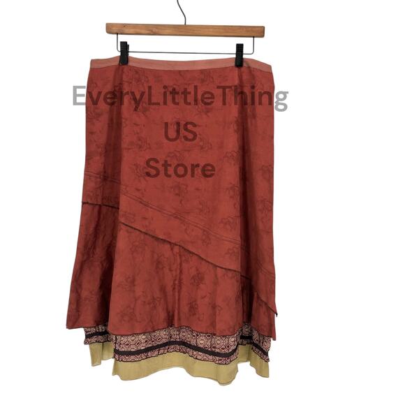 Neesh by DAR Skirt XL Layered Mixed Media Jacquard Boho Earthcore Earthy Grunge - Picture 1 of 7